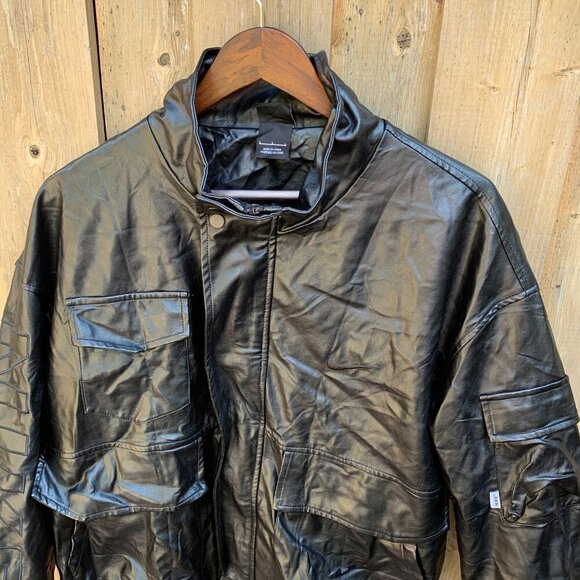 Vintage Nike Leather Jacket Large Black - Picture 5 of 15